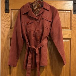 Rebecca Malone Rust Belted Color Button-Front Utility Jacket Size Large